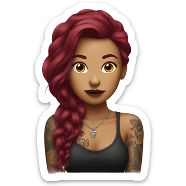 Tattooed woman with long burgundy hair sticker