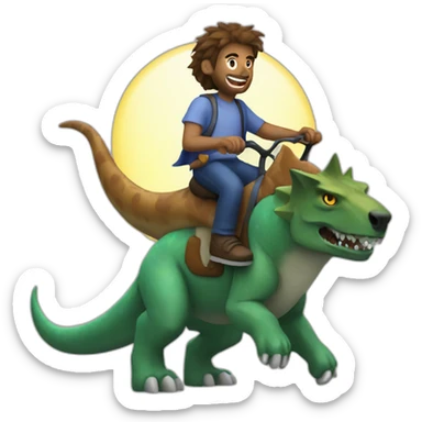 A werewolf riding on a dinosaur sticker