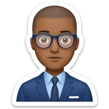 Buzz cut Latino with black glasses and with dark blue suit  sticker