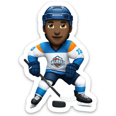 Ice hockey player with a puck sticker