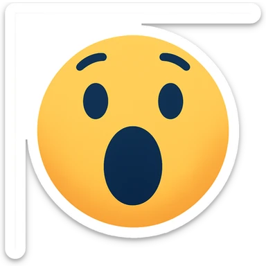 face with shocked open mouth emoji, digital illustration sticker