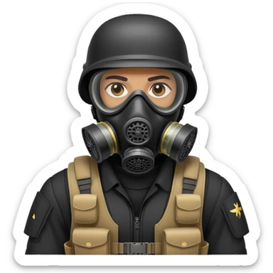 soldier in black bulletproof vest and gas mask sticker