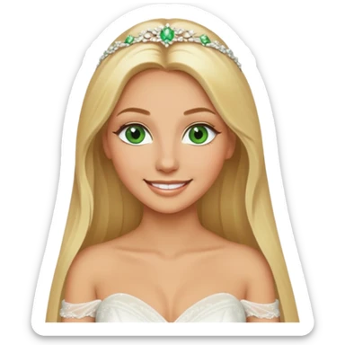 Fille cheuveux blond longt yeux vert  maquiller robe de mariage Métisse chronique sticker