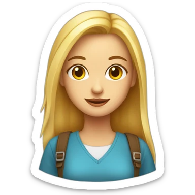 Emoji de chica  rubia estudiante con libro sticker