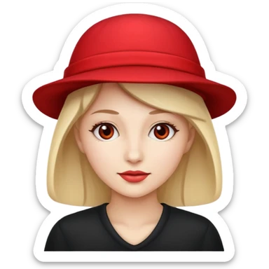 different woman with red hat sticker