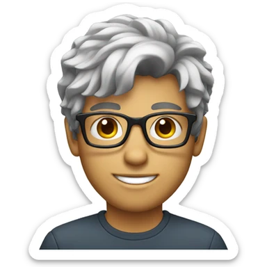 young guy with glasses and salt and pepper hair and short beard sticker