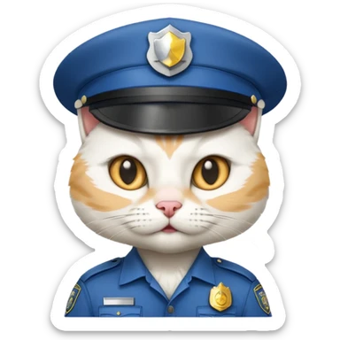 white cat police sticker