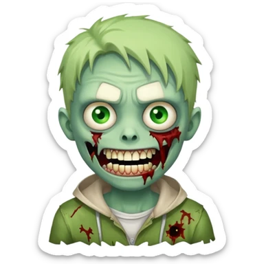 A cute and funny zombie shows "Cool" sticker