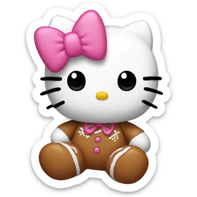 pink hello kitty with ginger bread  sticker