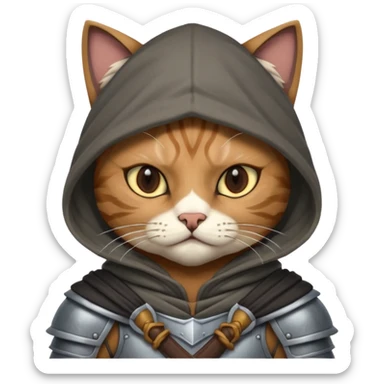 cat warrior with hood sticker