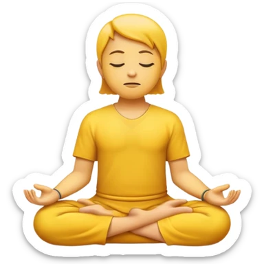 classic yellow emoji meditating, peaceful expression, sitting cross-legged sticker