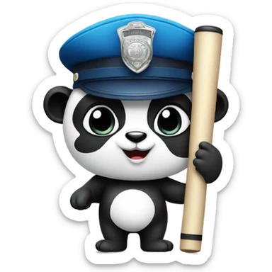 panda with baton and police cap emoji  sticker