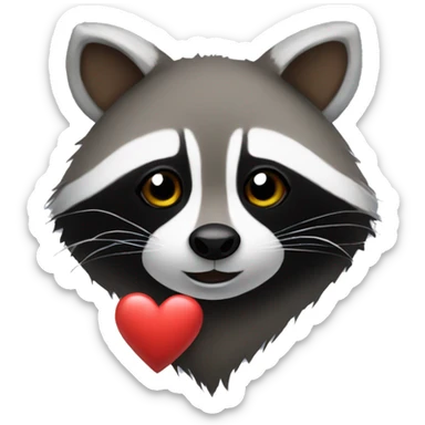 A raccoon wih aheart sticker