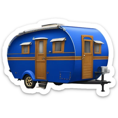 Realistic cobalt blue vintage round gypsy caravan wagon camper sticker