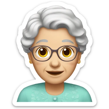 Granny with brown hair family sticker