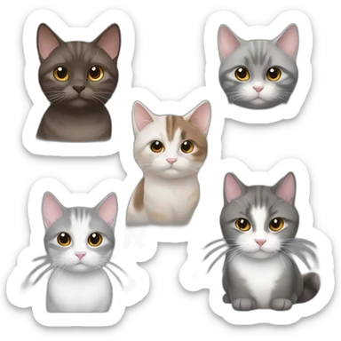 2 cats, one Chinchilla full brown long hair and one gray short hair sticker