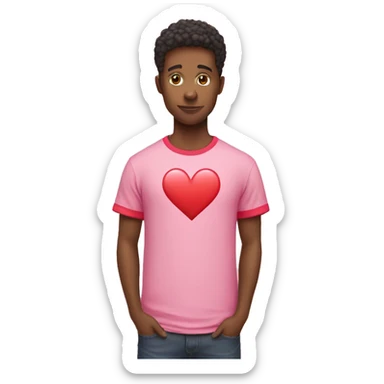 Pink t shirt with red heart sticker