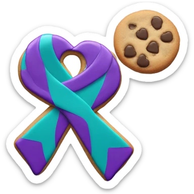 Purple teal Suicide awareness ribbon, heart cookie sticker