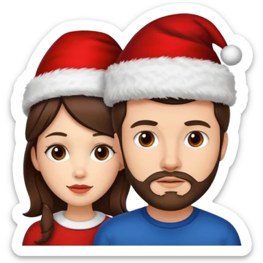 SCOTTISH MAN WITH STUBBLE AND BRUNETTE WOMAN WITH XMAS HAT sticker
