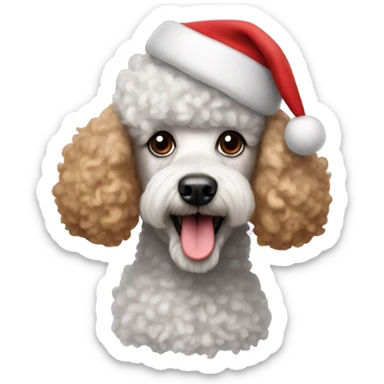 Poodle with Santa hat sticker