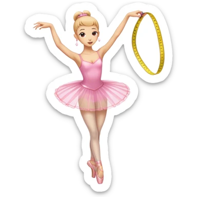 really skinny ballerina dancing with a measuring tape sticker