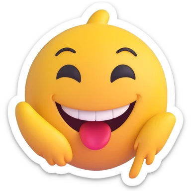 dirty, filthy, gross laughing emoji with an exaggerated grin, mischievous, dirty, 3D emoji style sticker