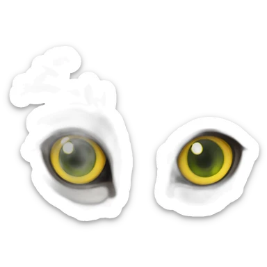 Grey cat with green forest eyes and yellow brown tummy sticker