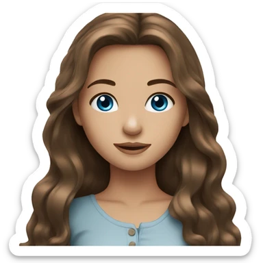 beautiful girl long brown hair , blue eyes sticker
