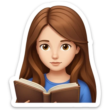 Chica de pelo largo castaño leyendo  sticker