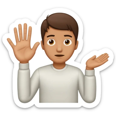 Confused guy with a 6 above his left hand and a 7 above his right hand sticker