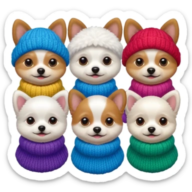 Cagnolini piccoli seduti con vestitini in maglia sticker