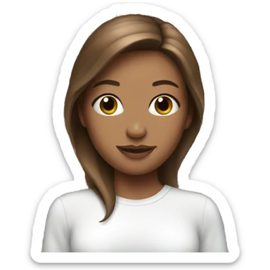 white girl with brown hair applying cream on face  sticker