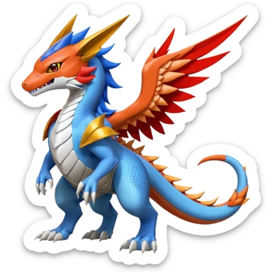 Gabite-Veemon-Nargacuga-UlforceVeedramon-Digimon-Latias-Peppercat-Pokémon-Flamedramon-fusion-animal-hybrid-creature, Full body  sticker