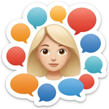 Make me an emoji for an app. The emoji is to highlight "social", "Real people", Reviews, trust, and brand recognition  - Should be circles in a flattened style.

Think favicons like reddit (don't use real favicons) and limit to 3 sticker