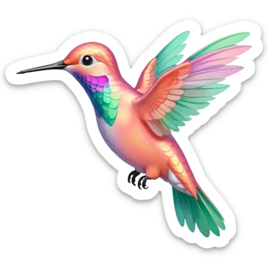 peach pink and mint humming bird sticker