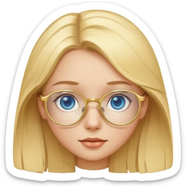 une fille blonde au yeux bleus avec des lunette dorée assez grande sticker