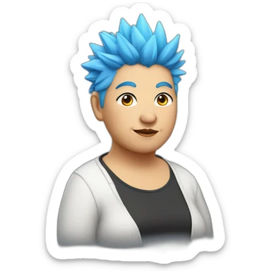 Older fat lesbian Chilean very short spiky bright blue hair sticker