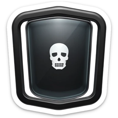 black riot shield with white RCR text and glass viewing window sticker