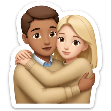 Two people embracing in a warm hug sticker