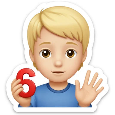 A Lil kid holding 6 7  sticker