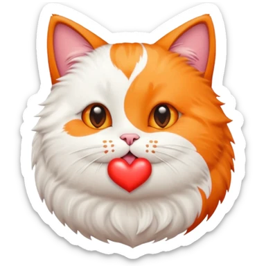 A cute circular cat blowing a smooch kiss with heart and little bite on the lower lip sticker