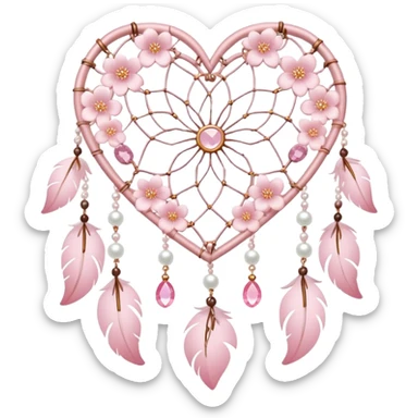 Sakura flower heart Cœur pastel suncatchers gemstones beadspearls crystals dreamcatcher sticker