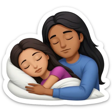 Brown Latino man with long black hair sleeping with brown hair Filipina sticker