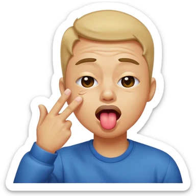 Dabbing person sticking their tongue out with their eyes squinted sticker