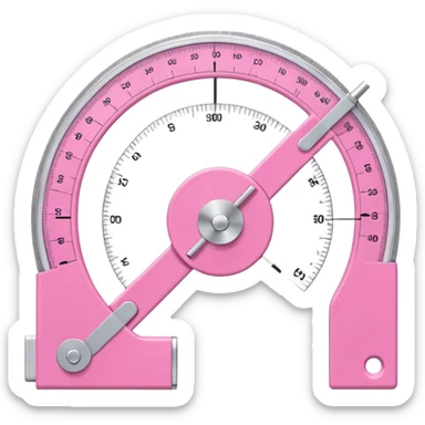 L-shaped 90 degree goniometer pink occupational therapy tool with circular hinge at corner sticker