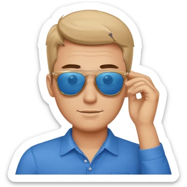 A guys taking of his sun glasses sticker