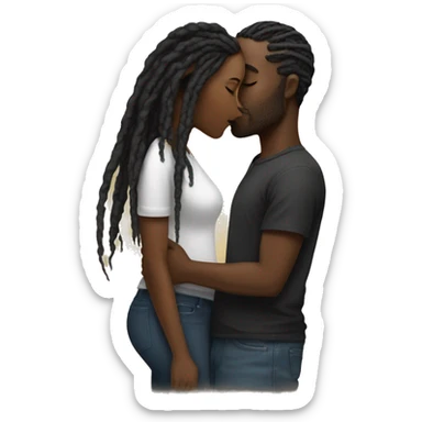 Black man with dreads kissing a black woman  sticker