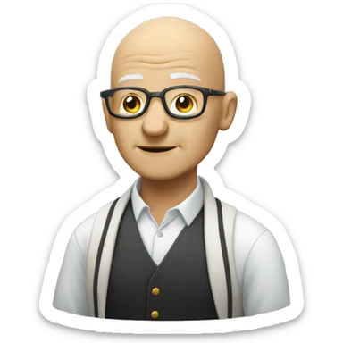 A bald old developer works at night and listens to music sticker