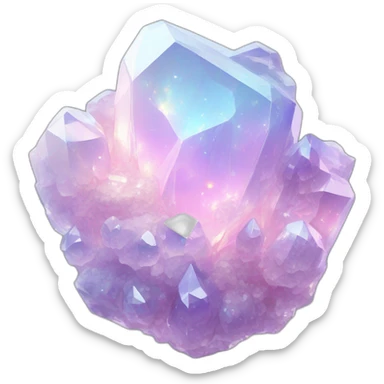 glossy Pastel whitish iridescent glass nebula crystal cluster sticker