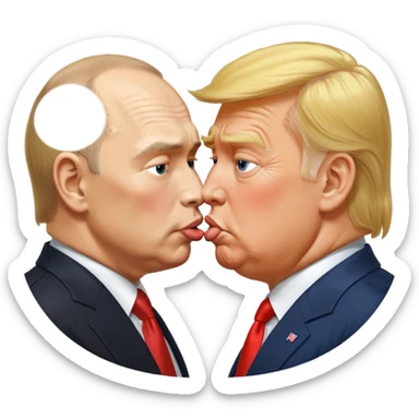 Putin and Trump kissing passionately  sticker